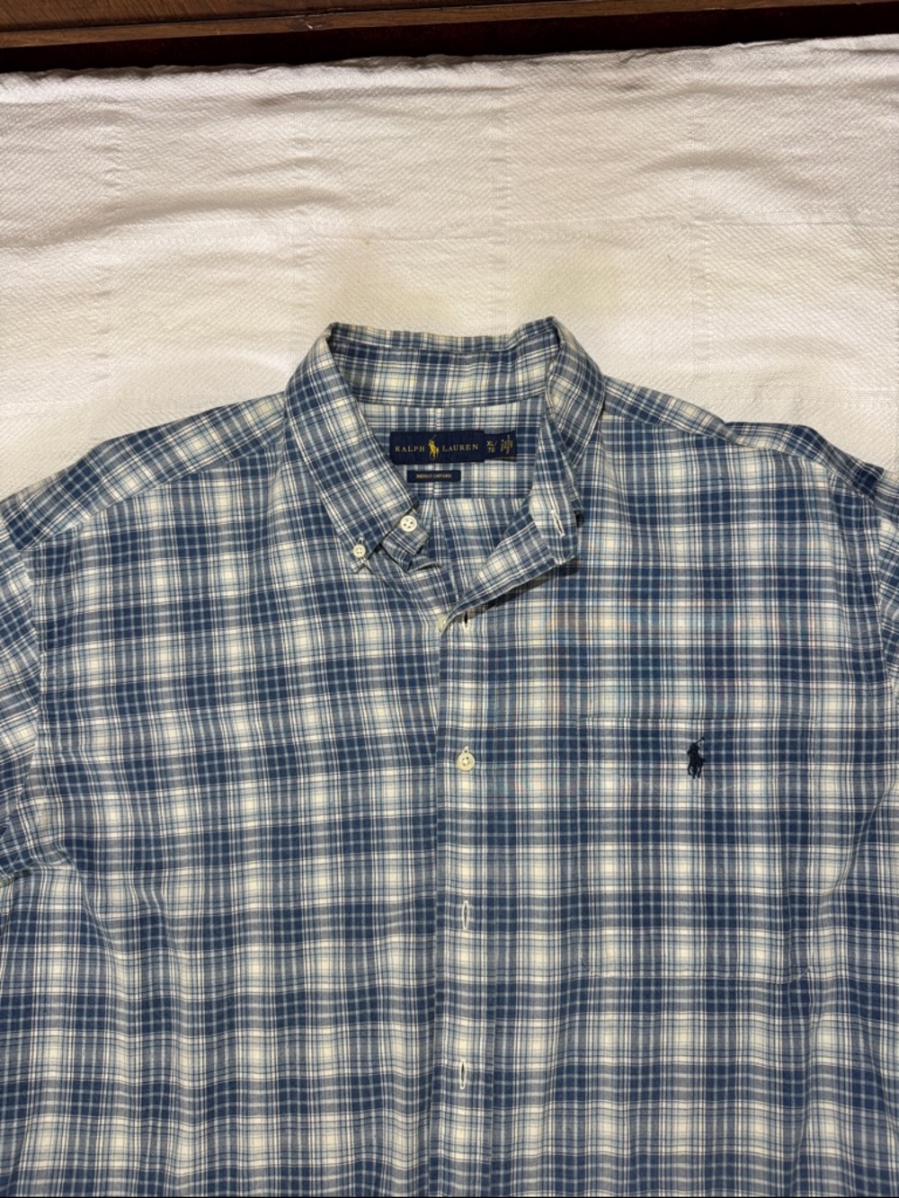 Ralph Lauren Polo, men, XL, Plaid Button-Down Shirt in Blue and White